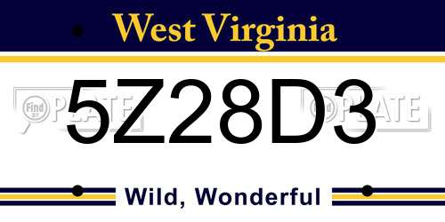 5Z28D3 West Virginia License Plate