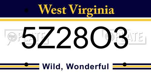 5Z28O3 West Virginia License Plate