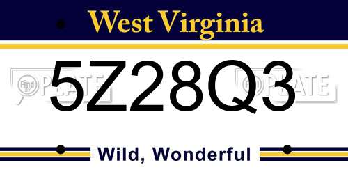 5Z28Q3 West Virginia License Plate