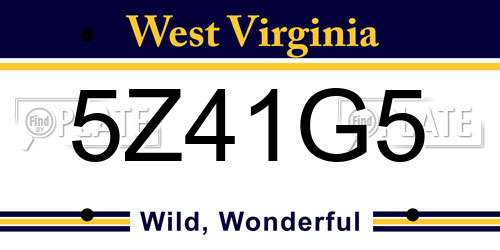 5Z41G5 West Virginia License Plate