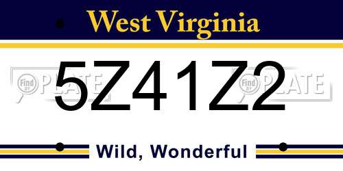 5Z41Z2 West Virginia License Plate