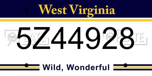 5Z44928 West Virginia License Plate