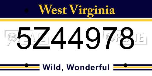 5Z44978 West Virginia License Plate