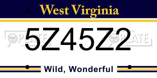 5Z45Z2 West Virginia License Plate