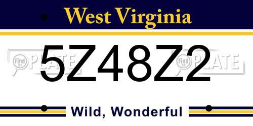 5Z48Z2 West Virginia License Plate