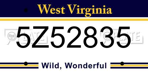 5Z52835 West Virginia License Plate