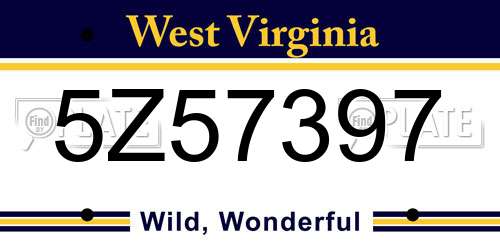 5Z57397 West Virginia License Plate
