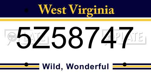 5Z58747 West Virginia License Plate