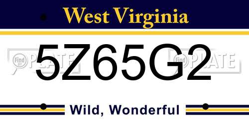 5Z65G2 West Virginia License Plate