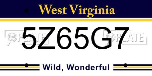 5Z65G7 West Virginia License Plate