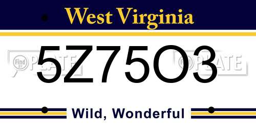 5Z75O3 West Virginia License Plate