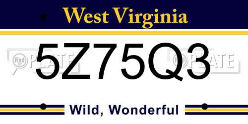 5Z75Q3 West Virginia License Plate