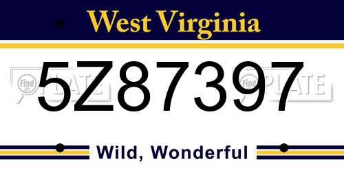 5Z87397 West Virginia License Plate
