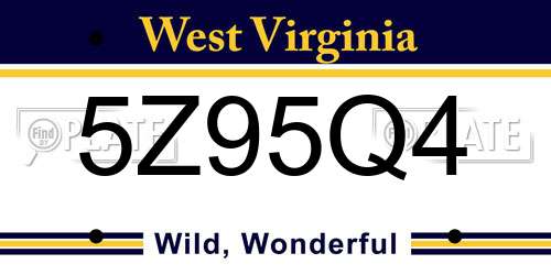 5Z95Q4 West Virginia License Plate