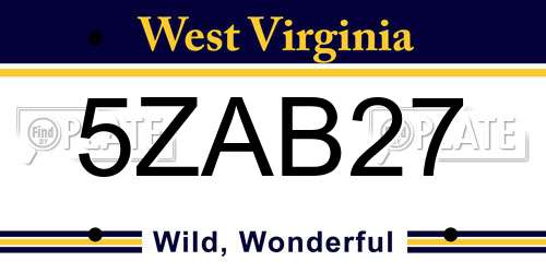 5ZAB27 West Virginia License Plate