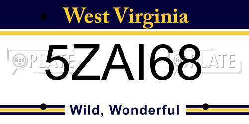 5ZAI68 West Virginia License Plate