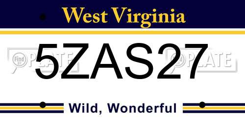 5ZAS27 West Virginia License Plate