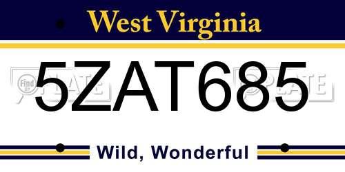 5ZAT685 West Virginia License Plate