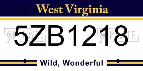 5ZB1218 West Virginia License Plate
