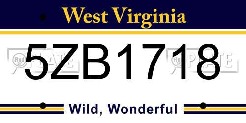 5ZB1718 West Virginia License Plate