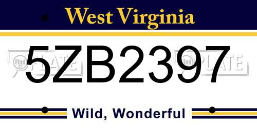 5ZB2397 West Virginia License Plate