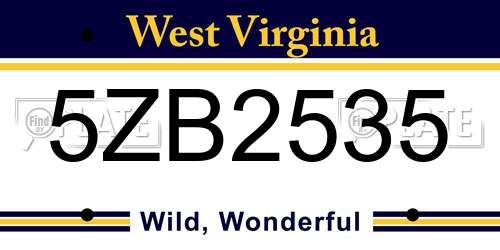 5ZB2535 West Virginia License Plate