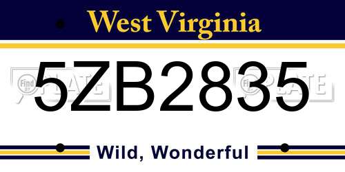 5ZB2835 West Virginia License Plate