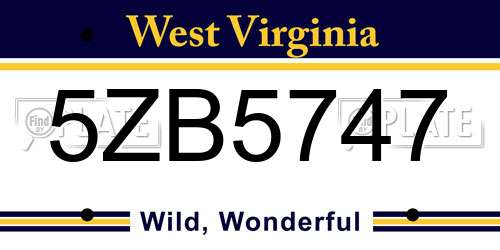 5ZB5747 West Virginia License Plate