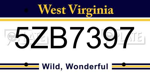5ZB7397 West Virginia License Plate