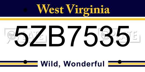 5ZB7535 West Virginia License Plate