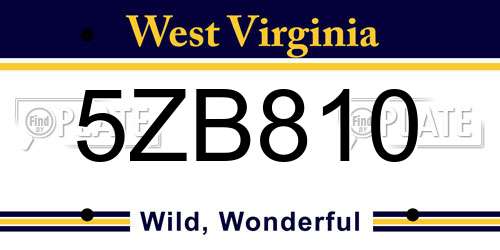 5ZB810 West Virginia License Plate