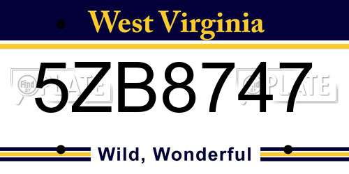 5ZB8747 West Virginia License Plate