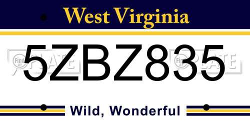 5ZBZ835 West Virginia License Plate