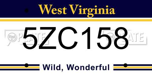 5ZC158 West Virginia License Plate