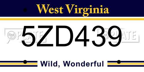 5ZD439 West Virginia License Plate