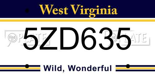 5ZD635 West Virginia License Plate