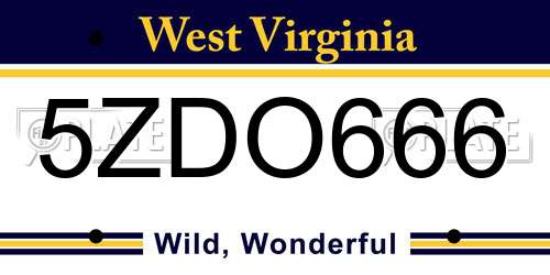 5ZDO666 West Virginia License Plate