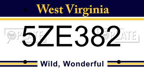 5ZE382 West Virginia License Plate