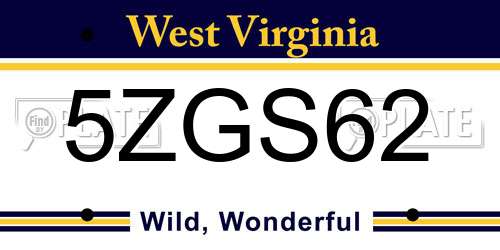 5ZGS62 West Virginia License Plate