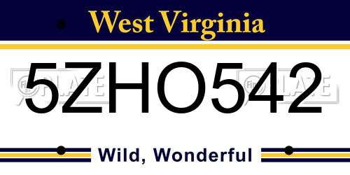 5ZHO542 West Virginia License Plate