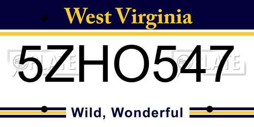 5ZHO547 West Virginia License Plate