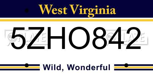5ZHO842 West Virginia License Plate