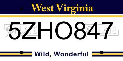 5ZHO847 West Virginia License Plate