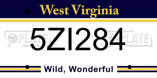 5ZI284 West Virginia License Plate