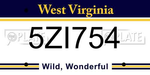 5ZI754 West Virginia License Plate