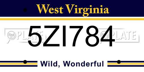 5ZI784 West Virginia License Plate