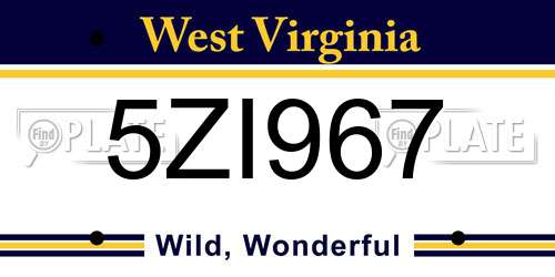 5ZI967 West Virginia License Plate
