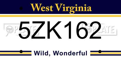5ZK162 West Virginia License Plate