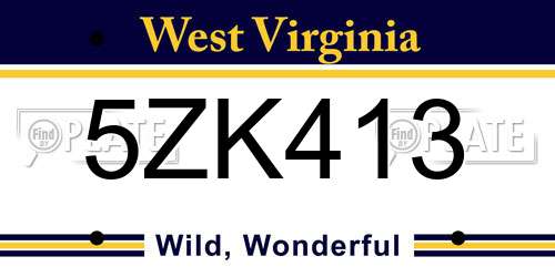 5ZK413 West Virginia License Plate