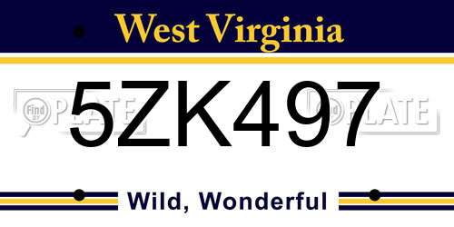 5ZK497 West Virginia License Plate